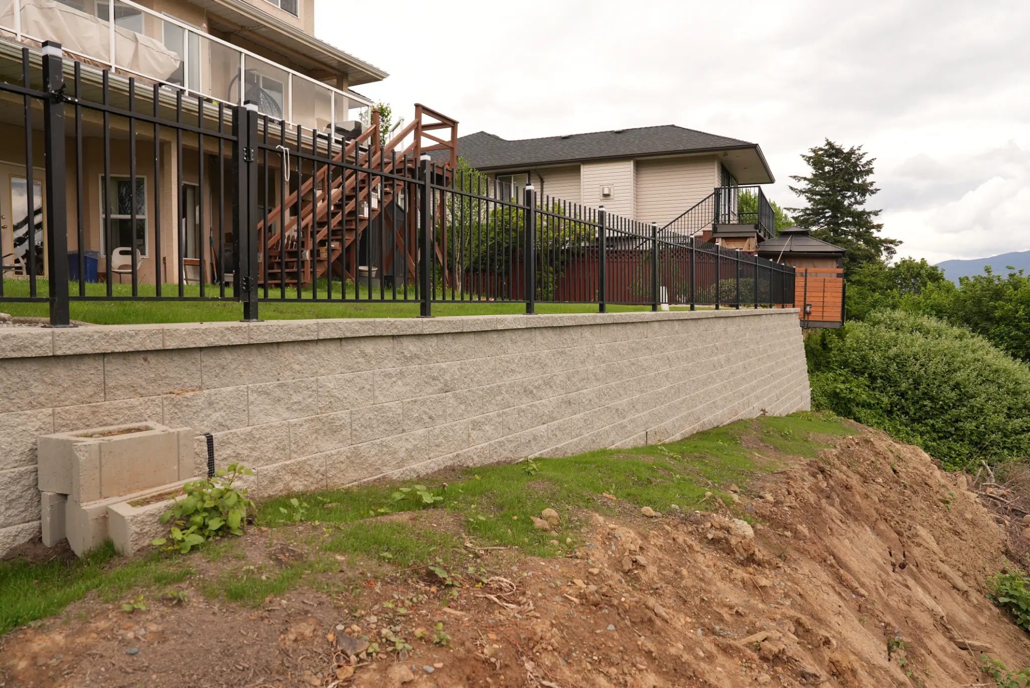 Large 20-foot retaining wall with block construction in Abbotsford