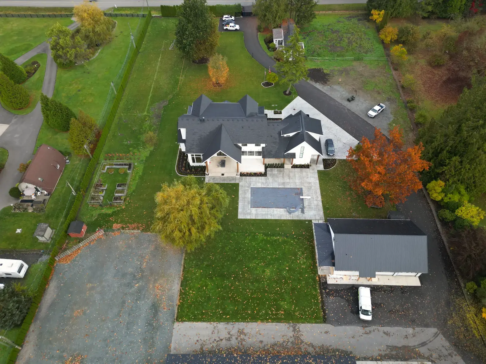 Maintained lawns and detailed landscaping at a Langley estate