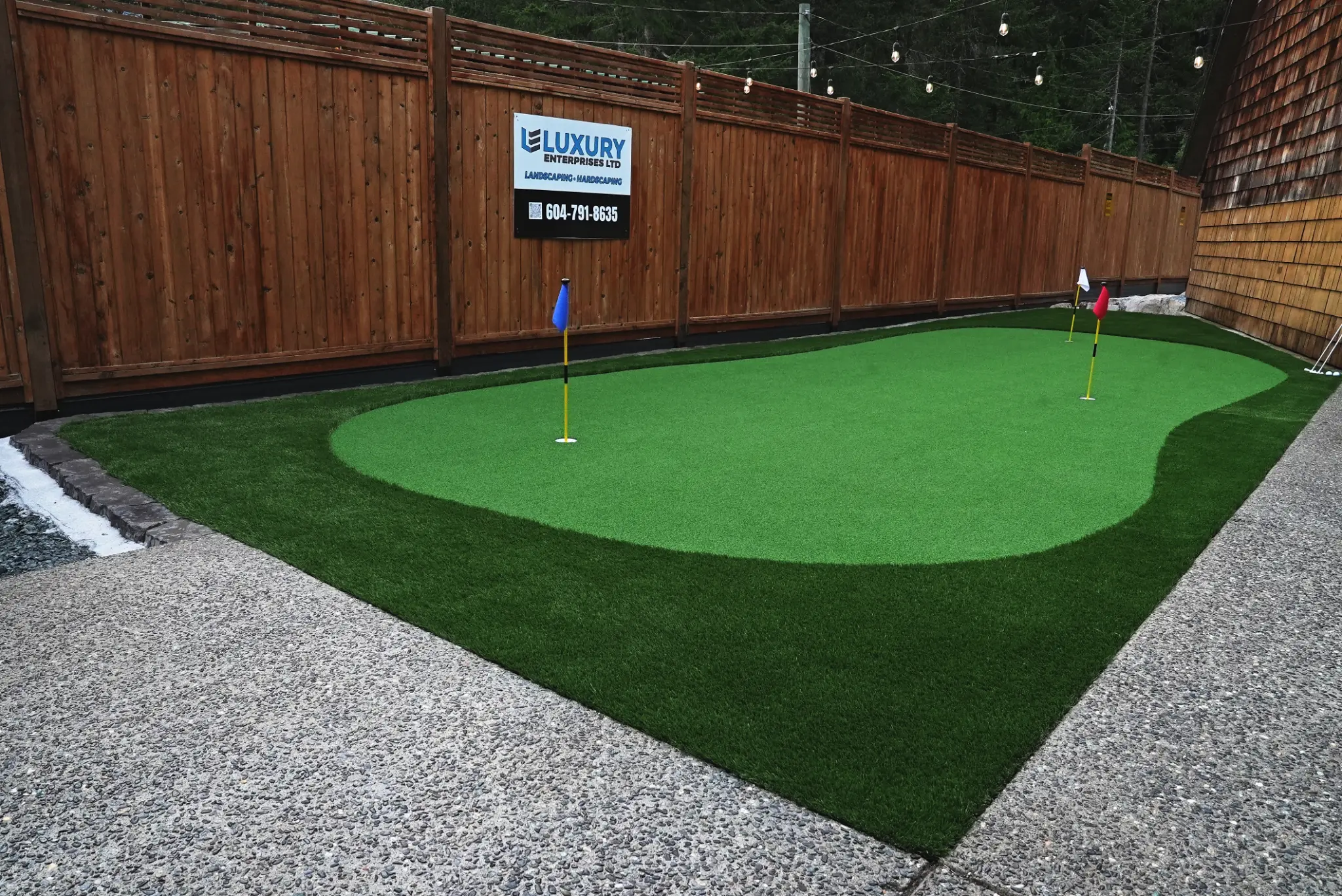 Rock features and artificial turf