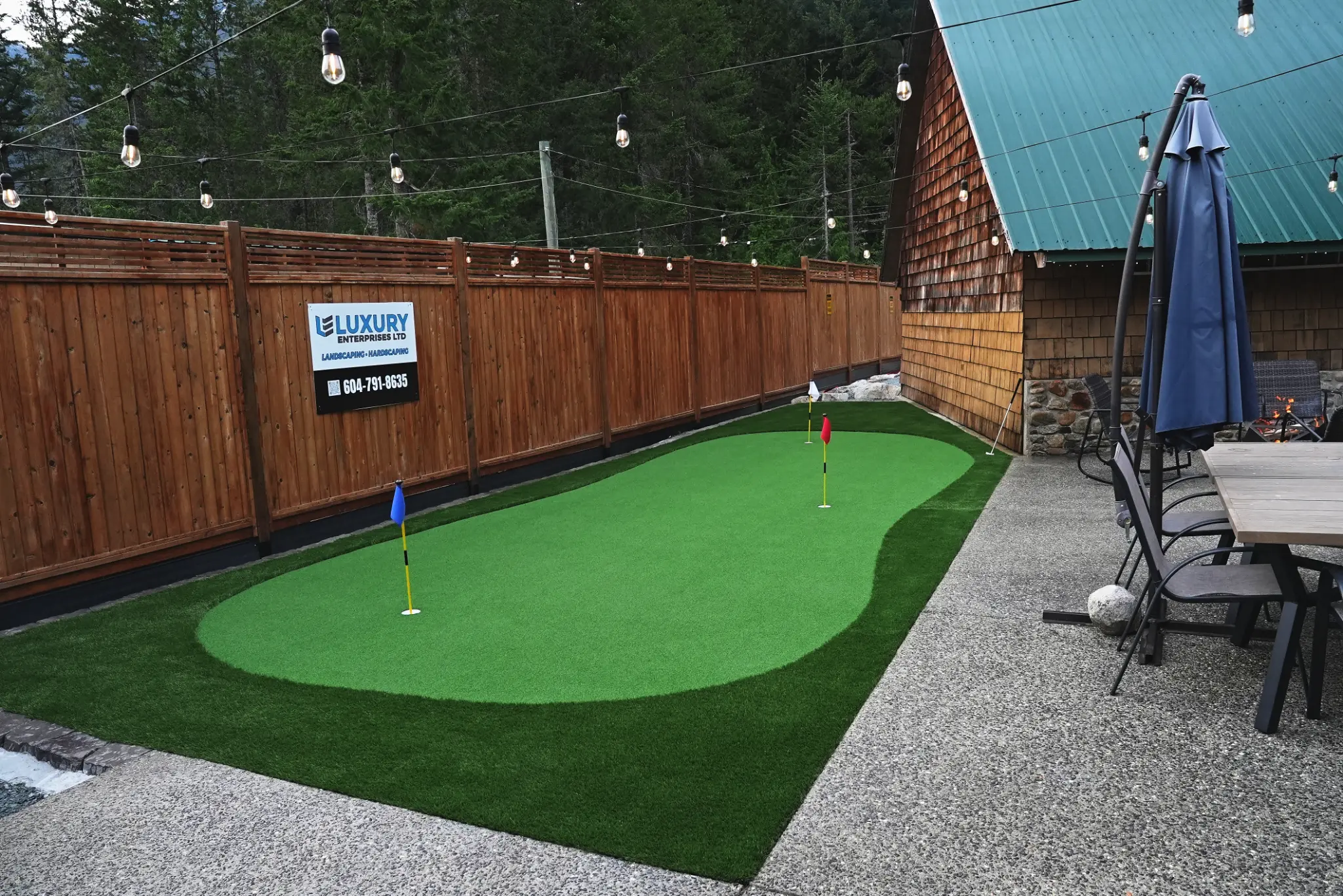 Property grounds with turf and plantings