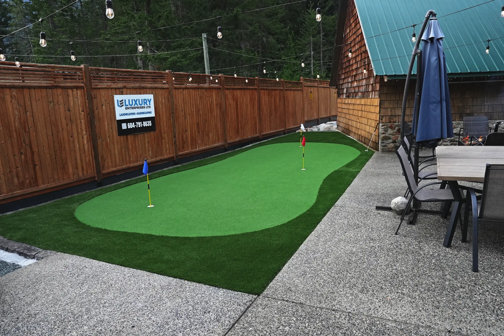 Rock wall and turf installation
